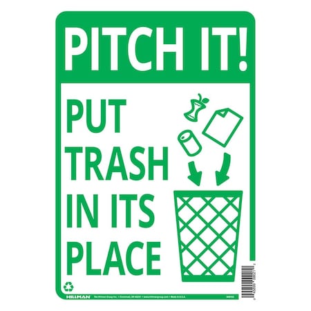 Hillman Pitch It! Put Trash In Its Place, Aluminum, 14 in x 10 in 840152